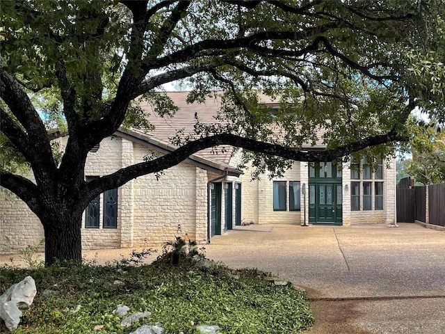 view of front of home with a patio area