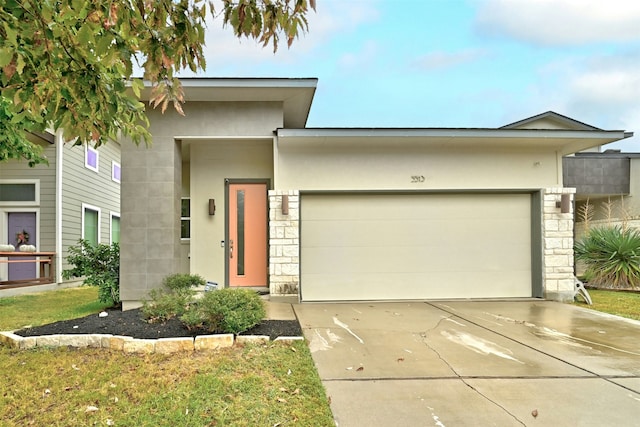 modern home featuring a garage