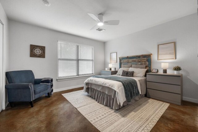 bedroom featuring ceiling fan