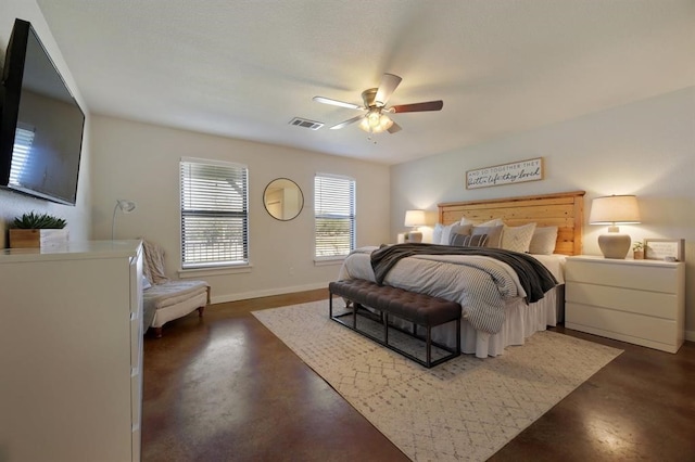 bedroom featuring ceiling fan