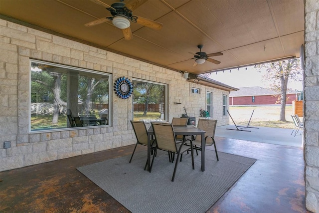 view of patio / terrace featuring ceiling fan