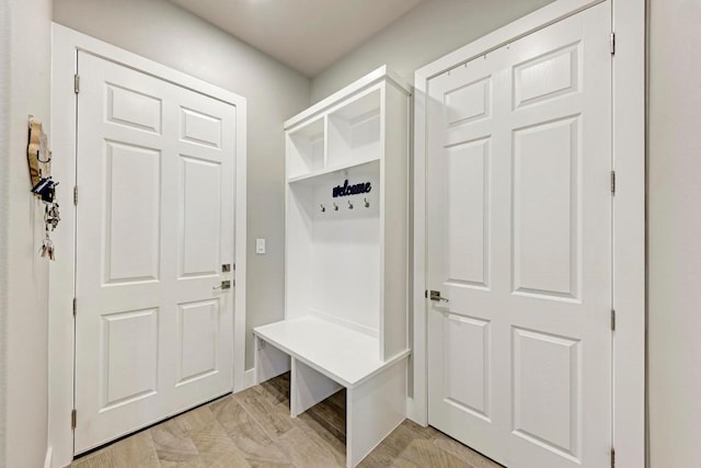 mudroom with light wood-type flooring