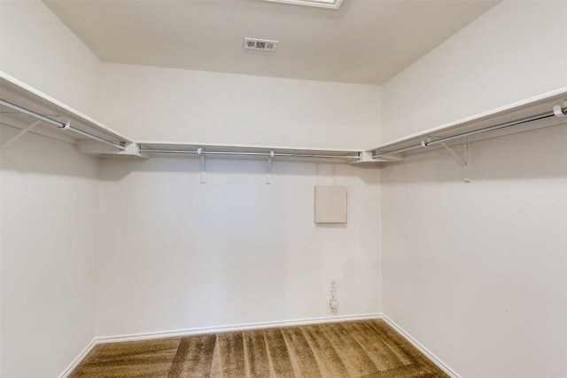 walk in closet featuring carpet flooring