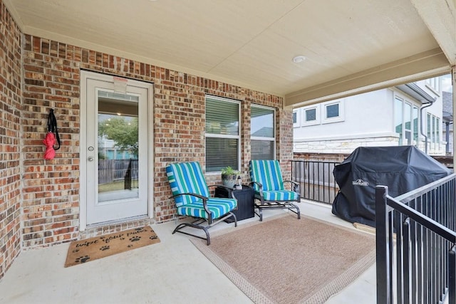 view of patio with covered porch and grilling area