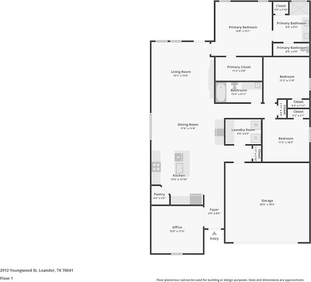 2912 Youngwood St, Leander, TX 78641 - view of floor plan / room layout