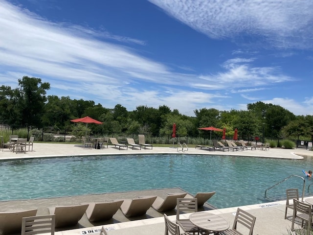 view of pool featuring a patio