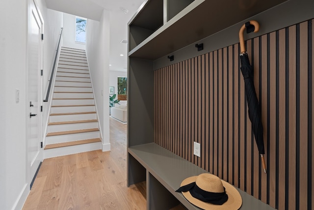 mudroom with light wood-type flooring