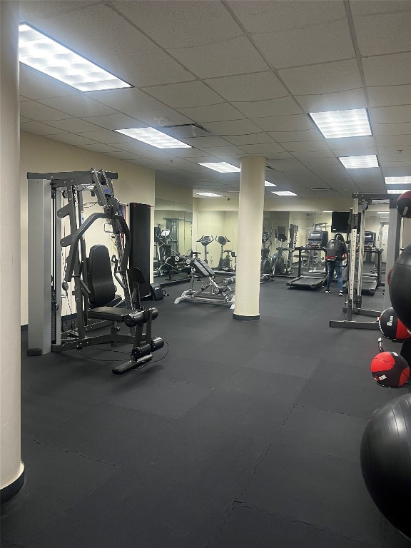 800 Brazos St Unit 705, Austin, TX 78701 - exercise room with a drop ceiling
