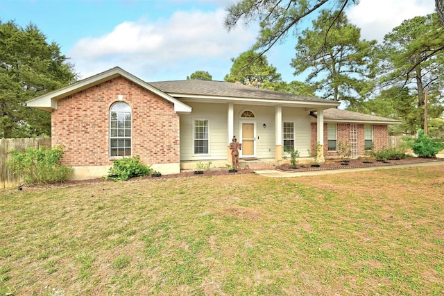 view of front of property with a front lawn