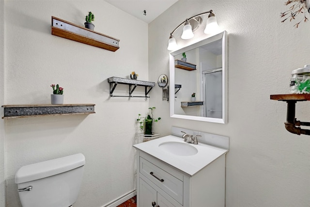 228 Old Firetower Rd, Bastrop, TX 78602 - bathroom with toilet, vanity, and a shower