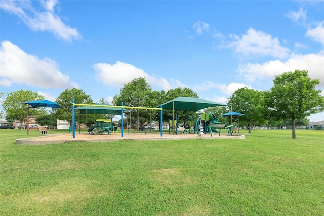 view of playground featuring a yard