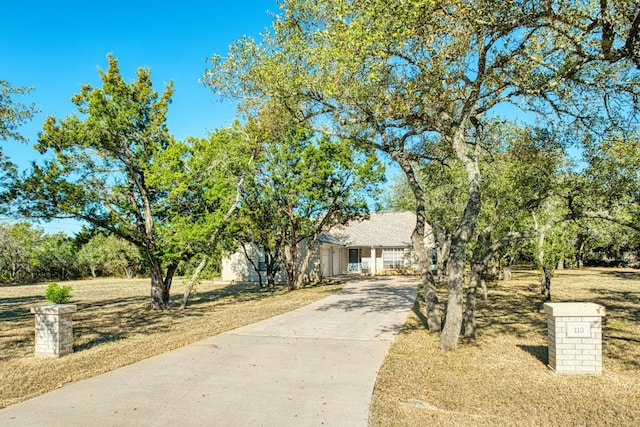 view of front of property featuring concrete driveway