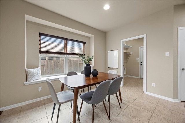 view of tiled dining room