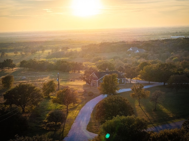 view of aerial view at dusk