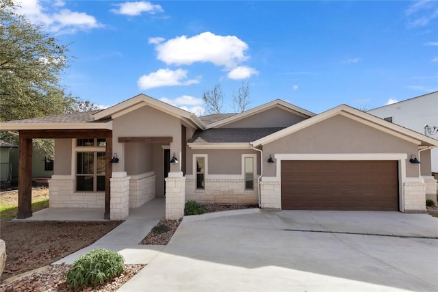 view of front of property with a garage