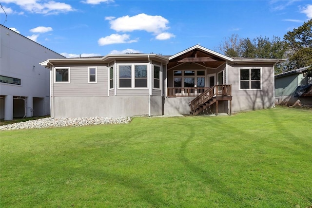 20701 Deep Crk, Lago Vista, TX 78645 - rear view of house with a lawn and stairs