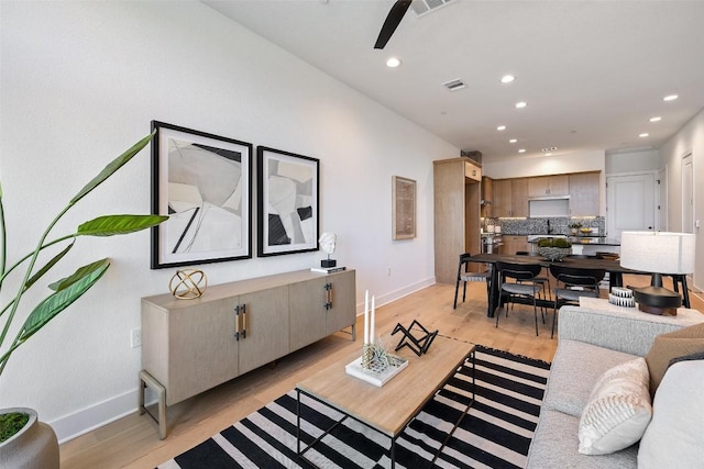 living room featuring light hardwood / wood-style flooring