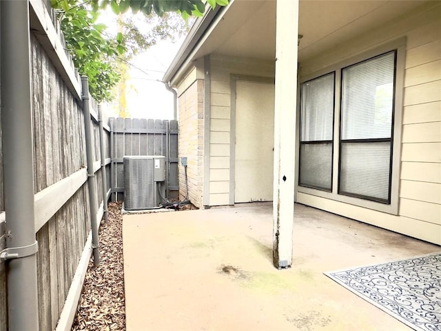 view of patio featuring central AC unit