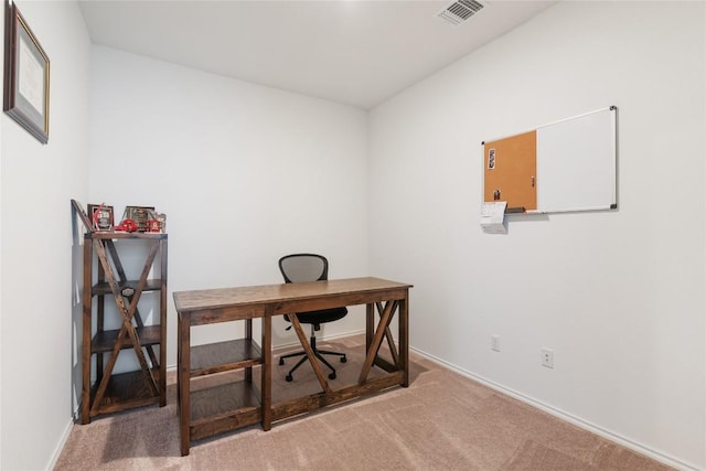 view of carpeted office space