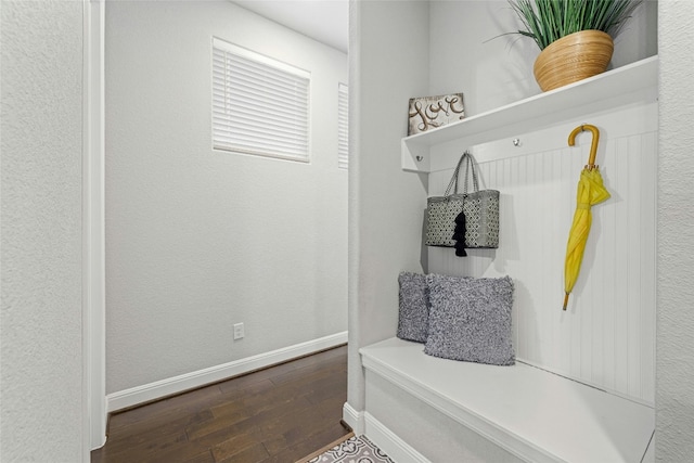 mudroom featuring dark hardwood / wood-style flooring