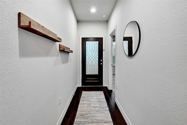 doorway featuring dark hardwood / wood-style flooring