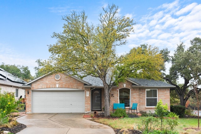 single story home with a garage