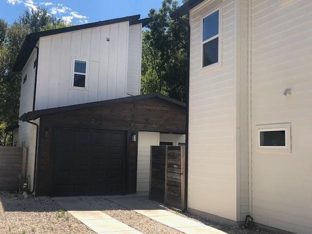 exterior space featuring a garage