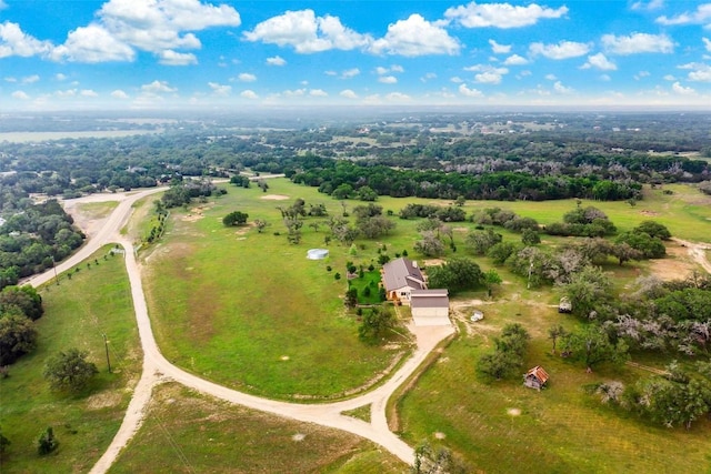 birds eye view of property featuring a rural view