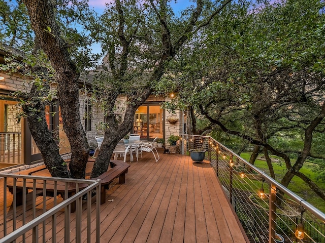 3901 Prentice Ln, Austin, TX 78746 - wooden terrace featuring outdoor dining area