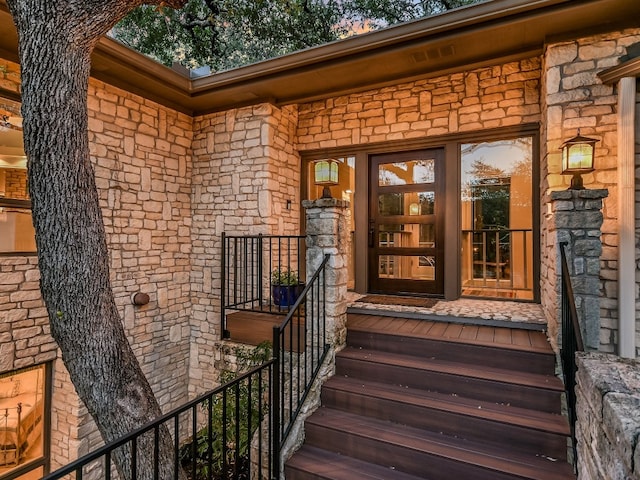 3901 Prentice Ln, Austin, TX 78746 - view of exterior entry with stone siding