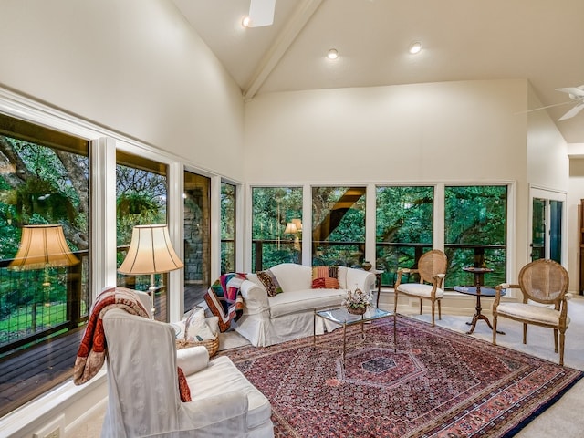 3901 Prentice Ln, Austin, TX 78746 - sunroom featuring high vaulted ceiling