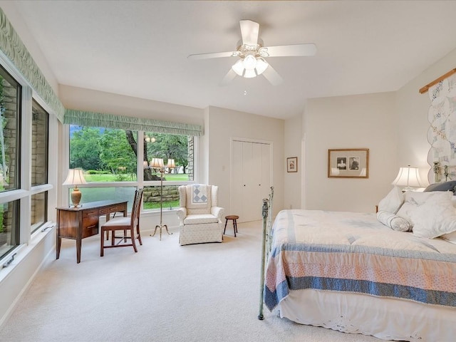 3901 Prentice Ln, Austin, TX 78746 - bedroom with carpet floors, a ceiling fan, and a closet