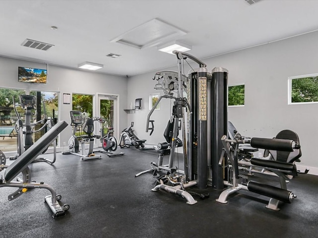 gym with a wealth of natural light