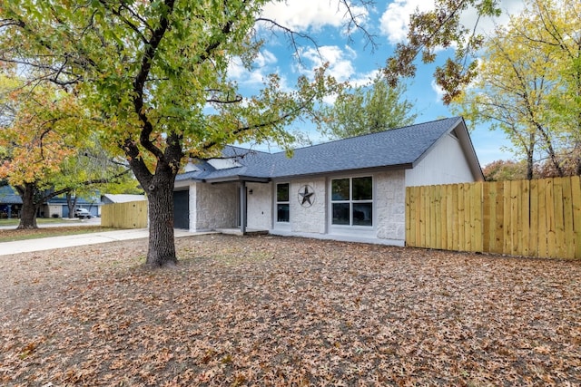 view of single story home