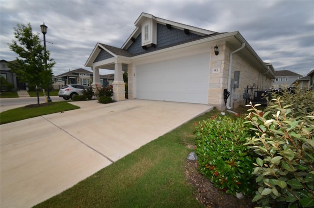 exterior space with a garage