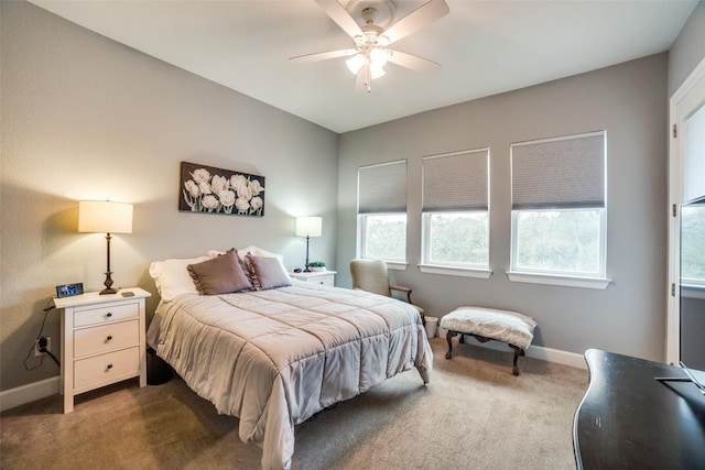 bedroom featuring carpet and ceiling fan