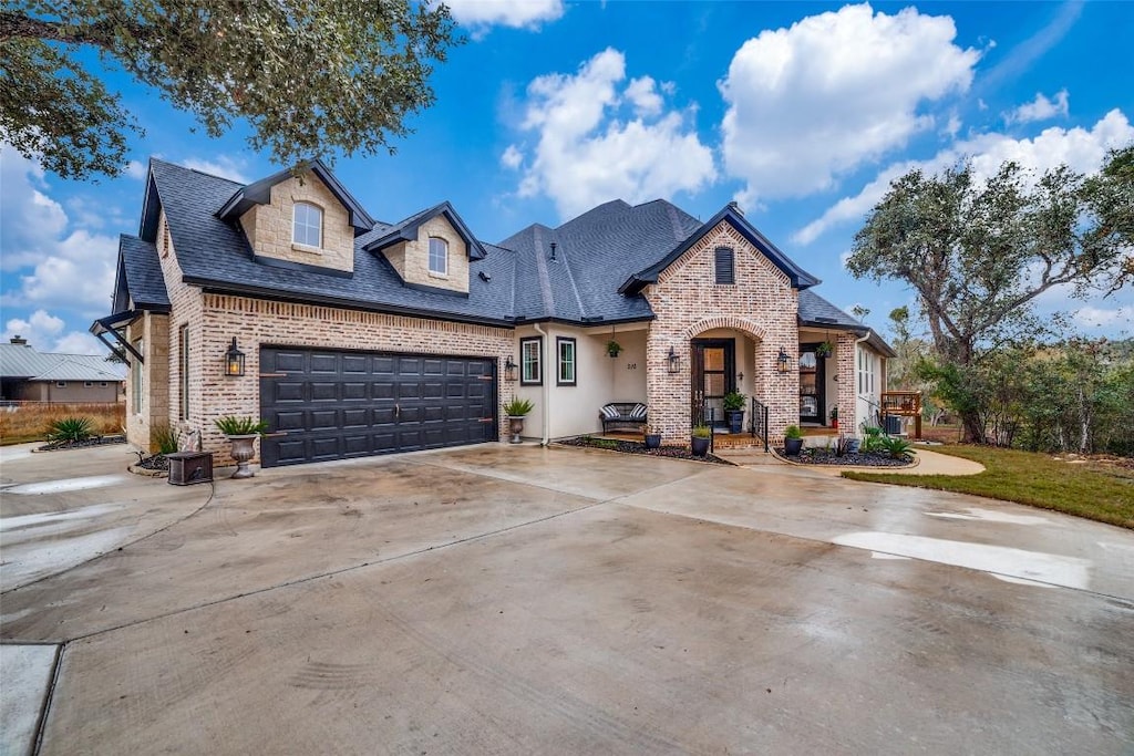 view of front of house with a garage