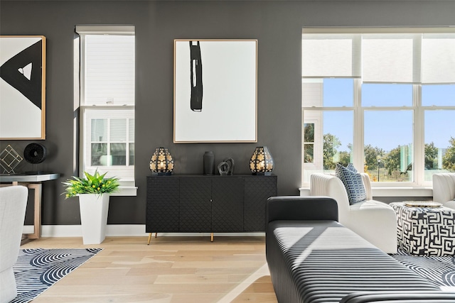 living room featuring light wood-type flooring