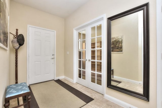 entryway featuring french doors