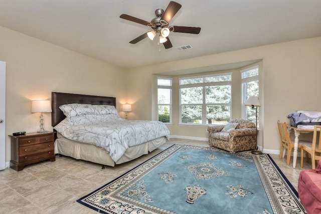 bedroom featuring ceiling fan