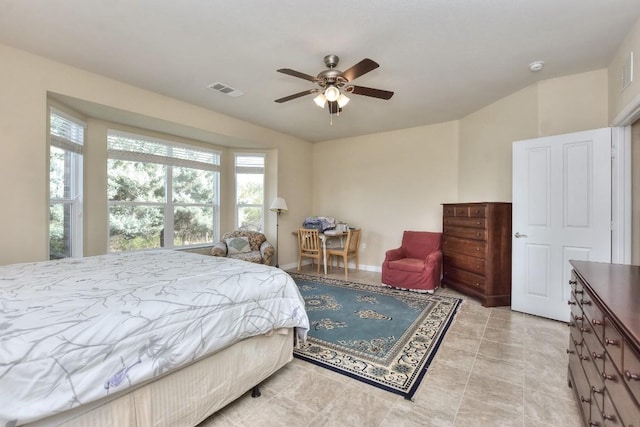 bedroom featuring ceiling fan