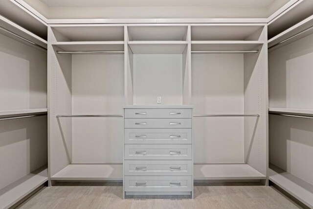 spacious closet featuring light wood-type flooring