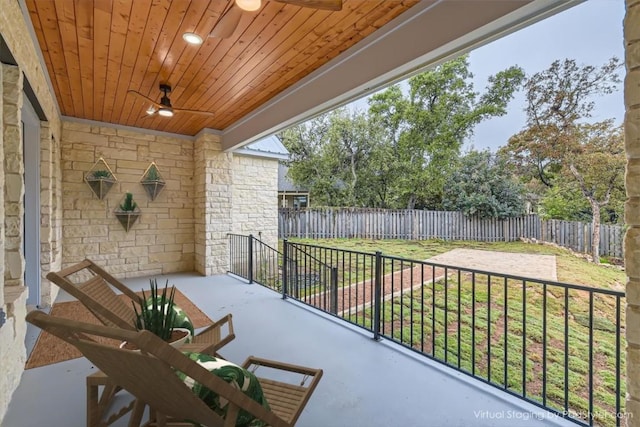 view of patio with ceiling fan