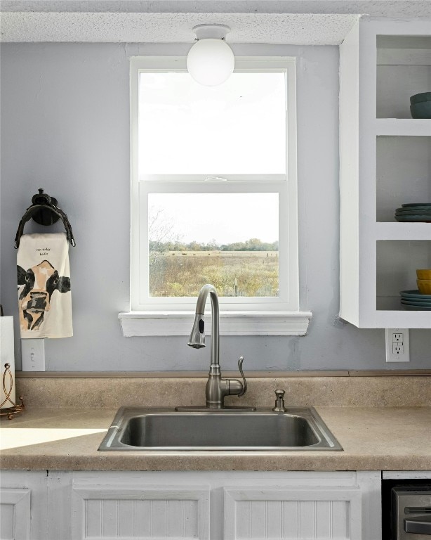 kitchen featuring dishwasher, white cabinetry, and sink