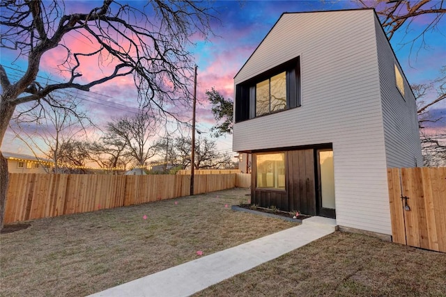 exterior space with a fenced backyard