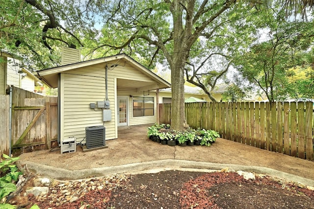 exterior space featuring central air condition unit