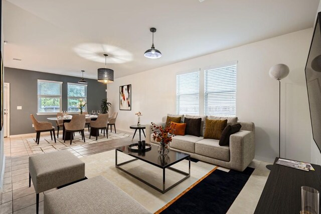 view of tiled living room