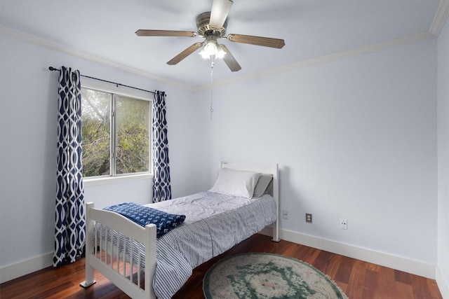 12809 Meehan Dr, Austin, TX 78727 - bedroom with crown molding, wood finished floors, and ceiling fan
