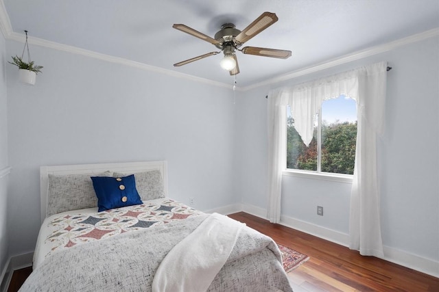 12809 Meehan Dr, Austin, TX 78727 - bedroom featuring wood finished floors, ornamental molding, and a ceiling fan