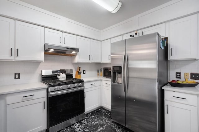 12809 Meehan Dr, Austin, TX 78727 - kitchen with stainless steel appliances, under cabinet range hood, and white cabinetry